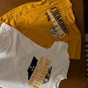Nashville Predators t-shirts 
Reebok Yellow and White Graphic Tees